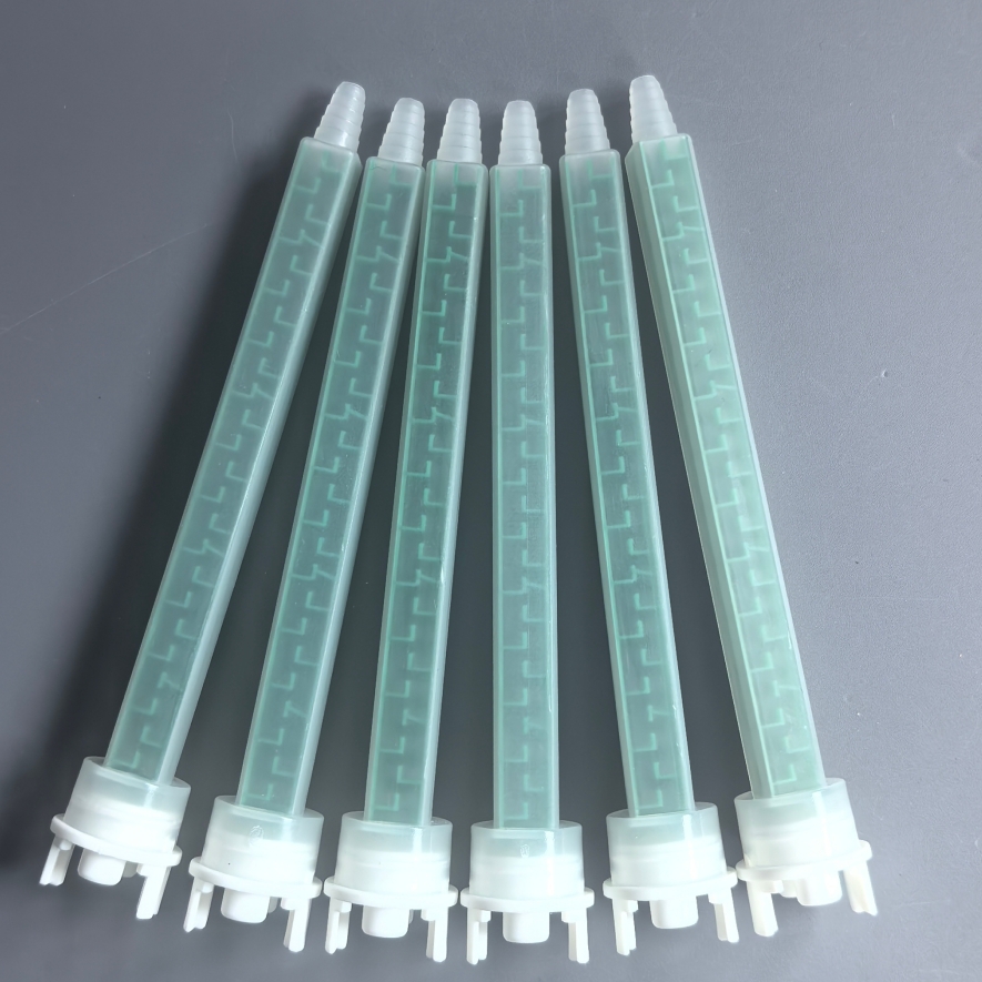MFQ8.7-24T 1:1 Static Mixer Tips Green square Mixing Nozzle AB Glue Cartridge Mixer Tips 24 Elements